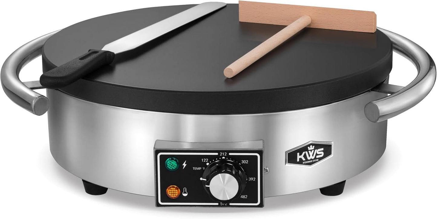 KWS CD-16T Commercial Crepe Maker, 1750W, Non-Stick Teflon Plate