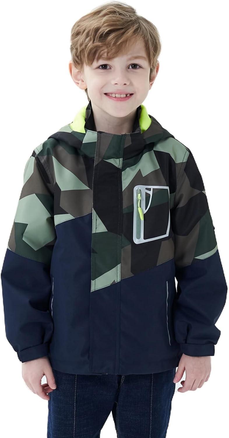 MGEOY Boys Girls Rain Jacket Lightweight Waterproof Hooded Coat