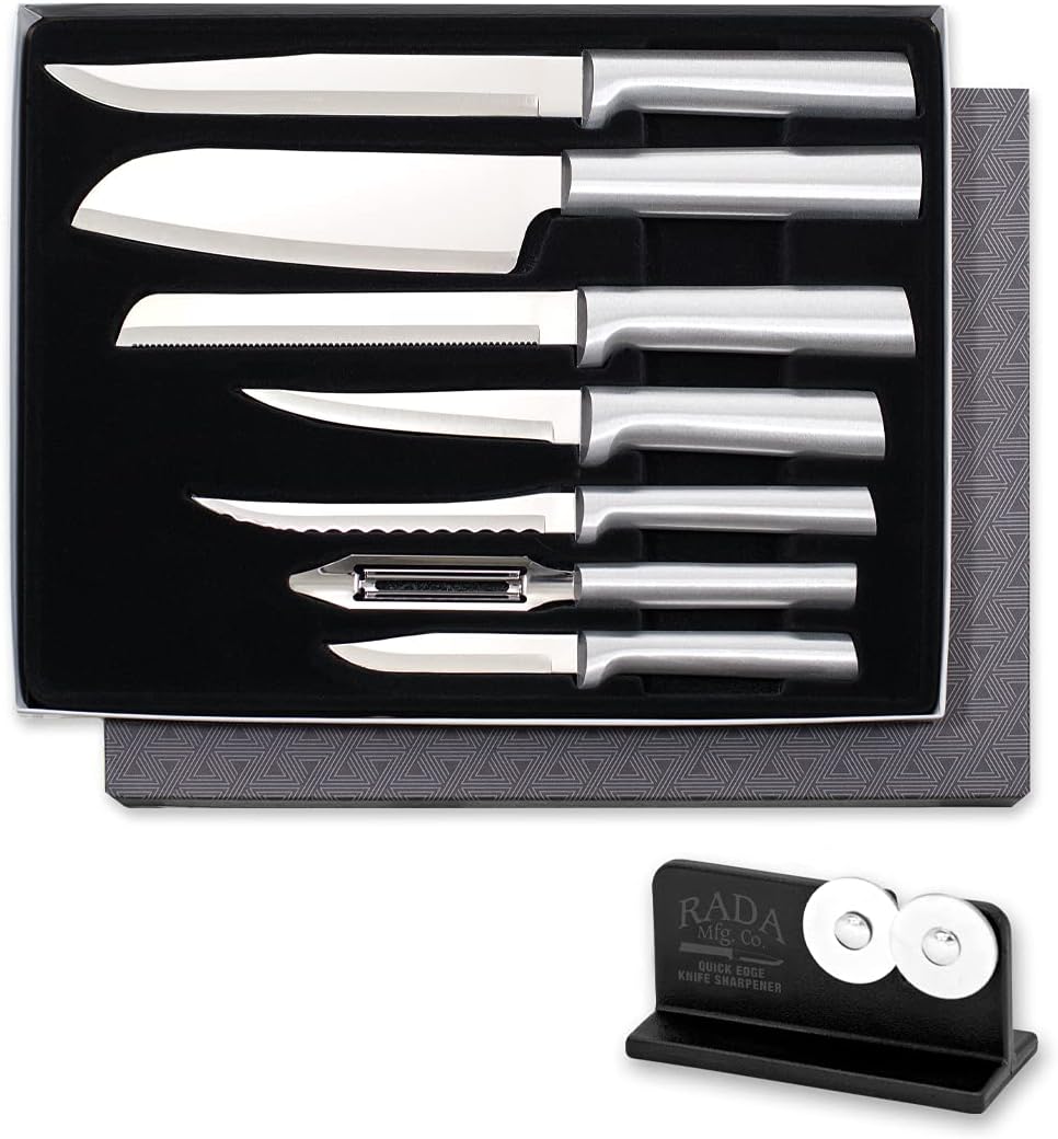 Rada Cutlery 7-Piece Starter Knife Gift Set with Sharpener