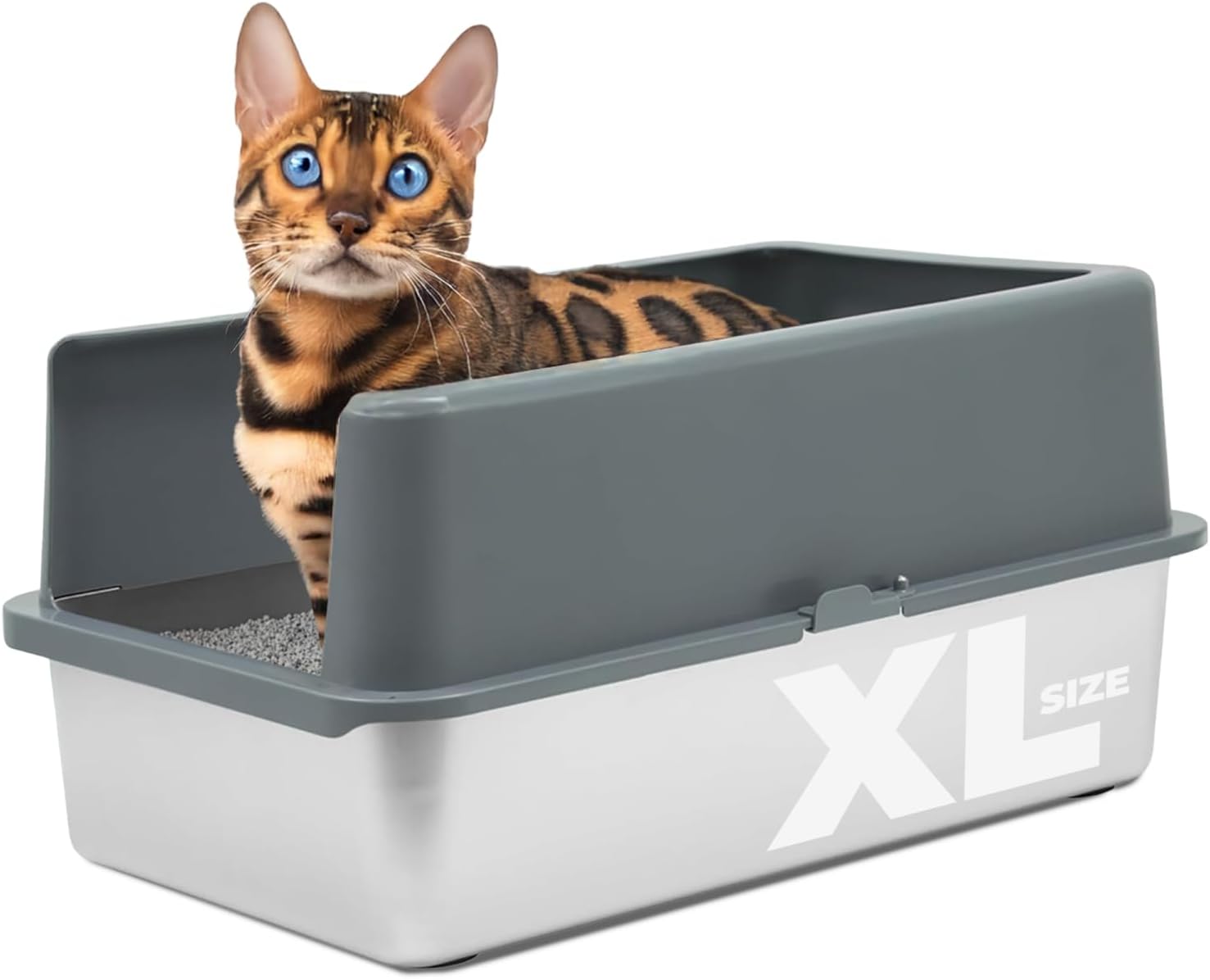 iPrimio XL Stainless Steel Litter Box for Big Cats - Durable