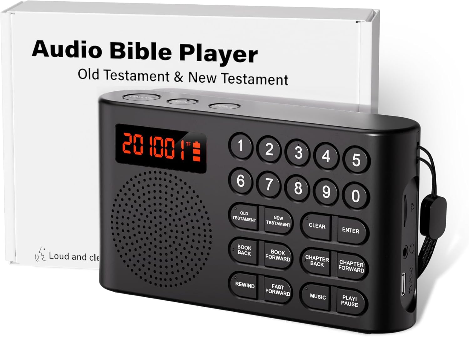 KJV Audio Bible Player for Seniors with 26 Hours Playback Time