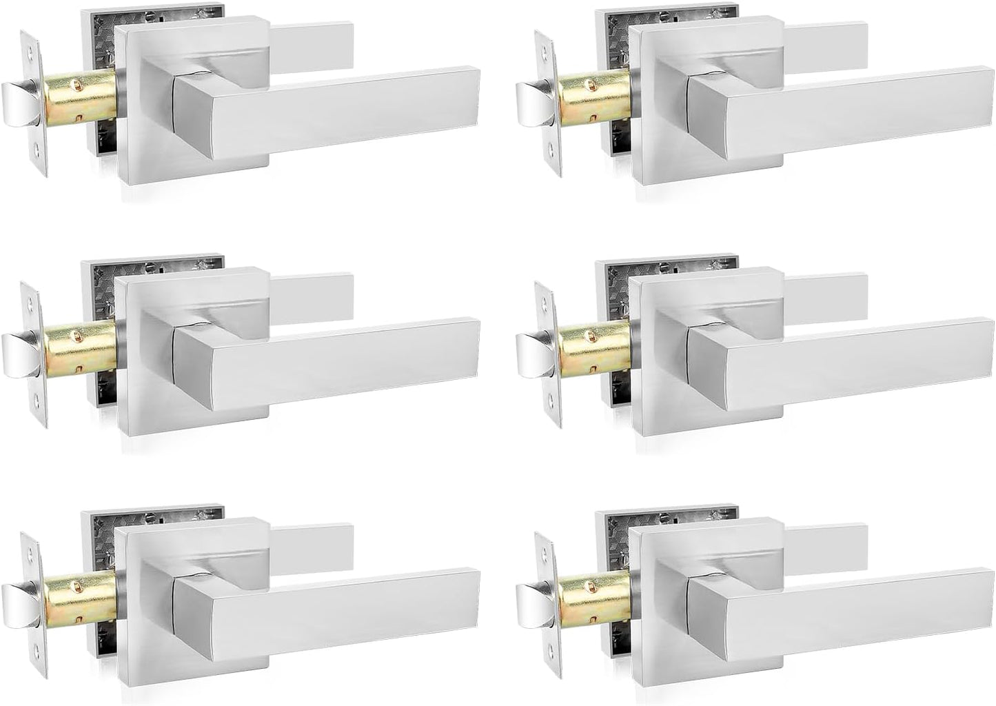 Passage Door Levers 6 Pack Satin Nickel Heavy-Duty Handles