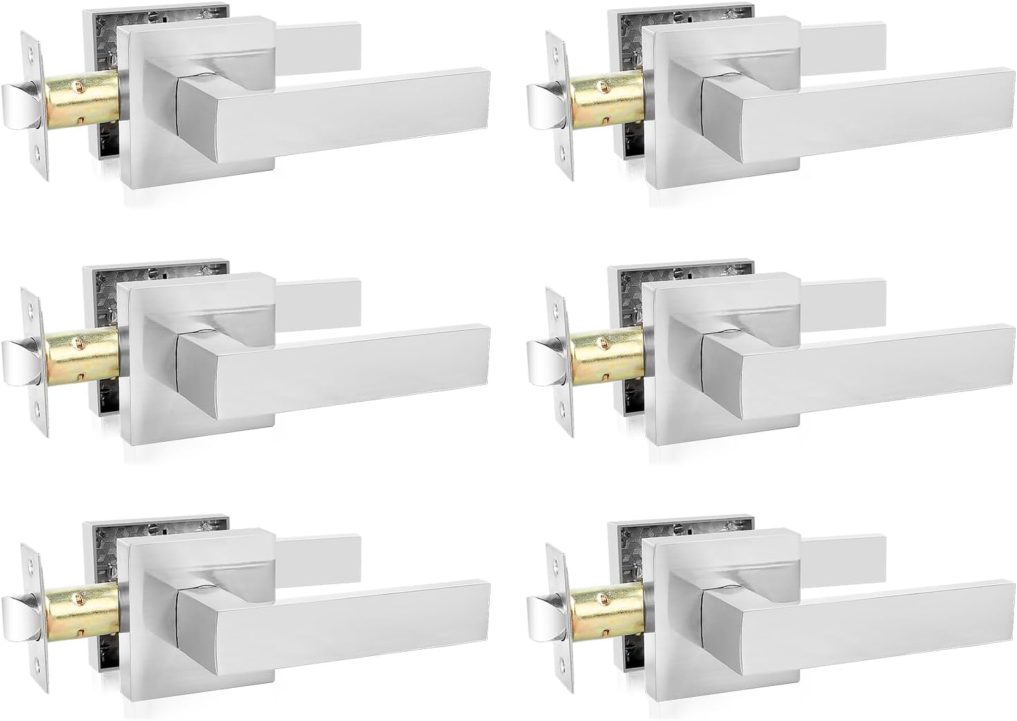 Passage Door Levers 6 Pack Satin Nickel Heavy-Duty Handles