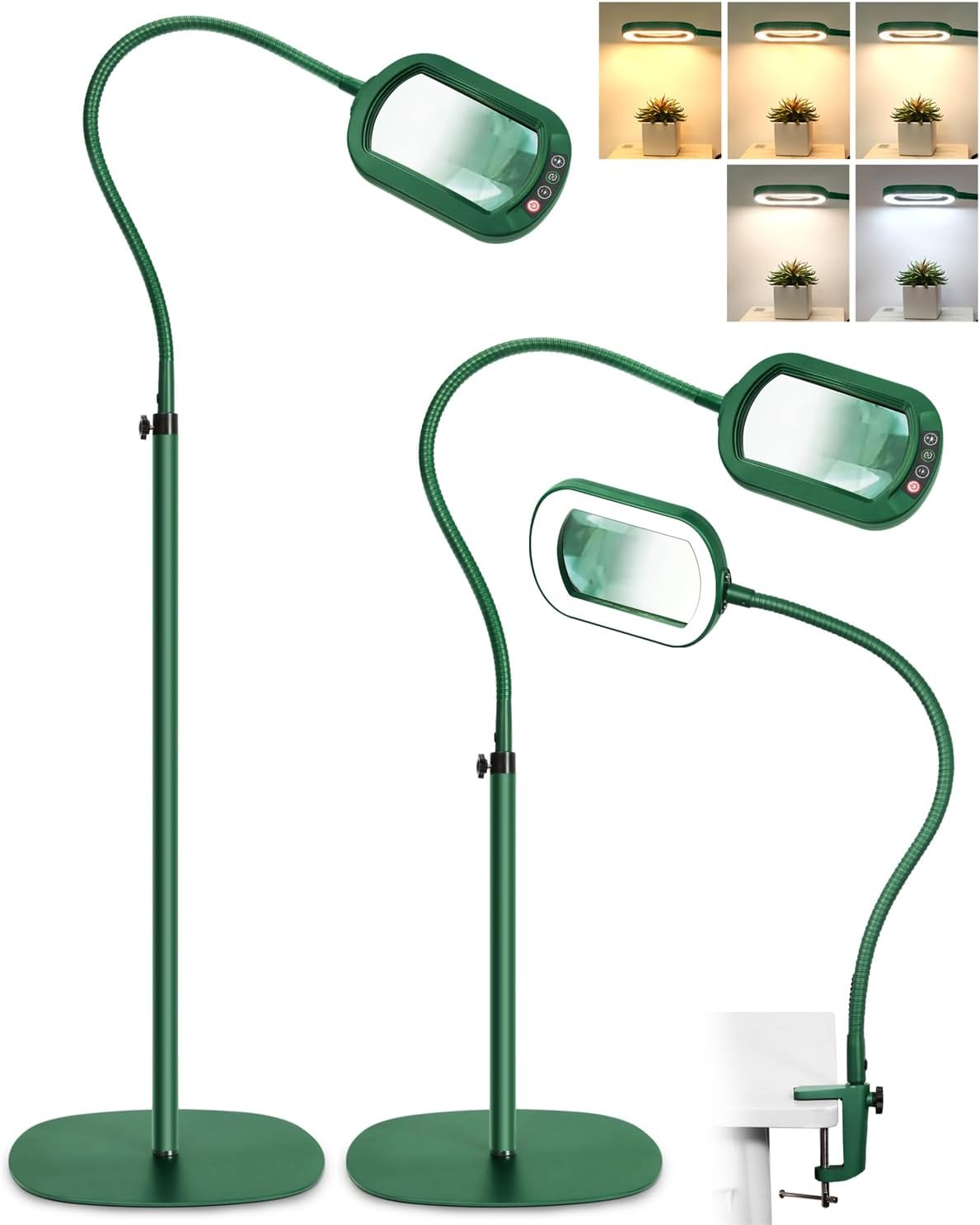 10X Rectangle Magnifying Glass with Light and Flexible Gooseneck
