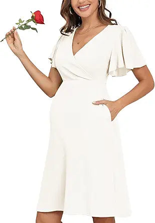 AISWI 2024 Summer Maternity Nursing Dress with Pockets