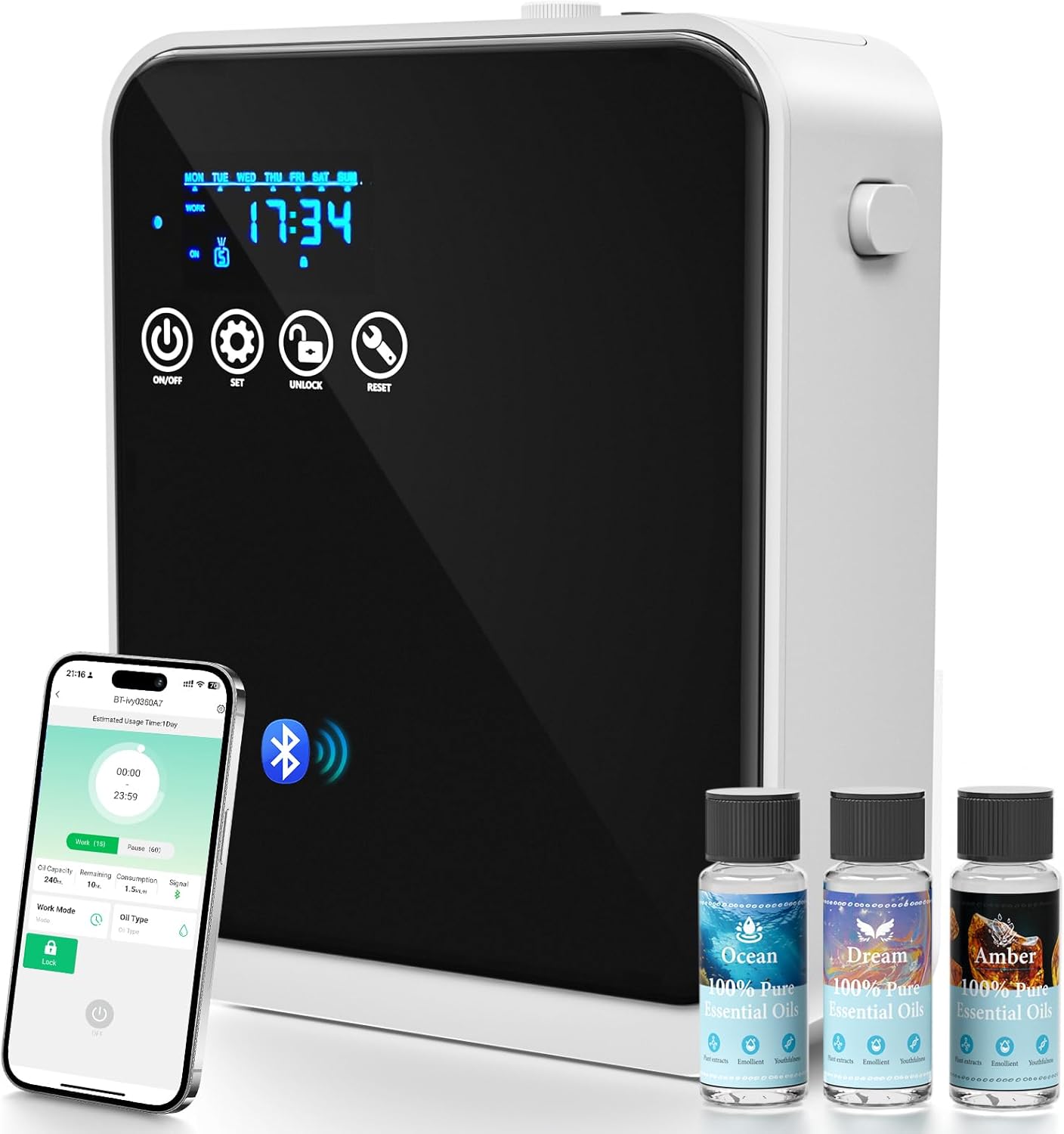 Waterless Essential Oil Diffuser for Large Rooms - 250ml Capacity