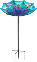 Peacock Bird Bath for Outdoors - Handcrafted Glass Design
