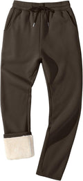 Fleece Lined Sherpa Sweatpants for Men - Winter Warm Joggers leg