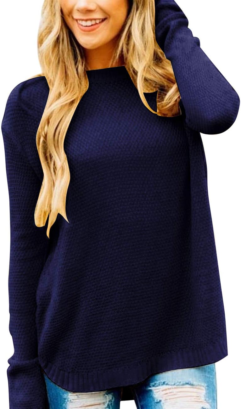 MEROKEETY Women's Oversized Crew Neck Knit Pullover Sweater