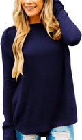MEROKEETY Women's Oversized Crew Neck Knit Pullover - Cozy Fall Staple