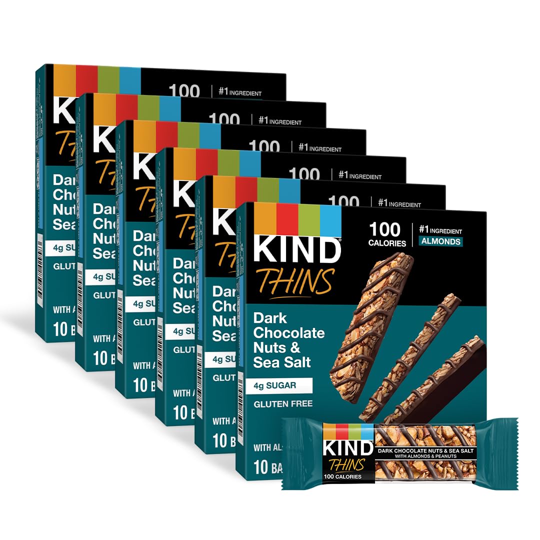 KIND THINS Dark Chocolate Almond & Sea Salt Bars for Snacking