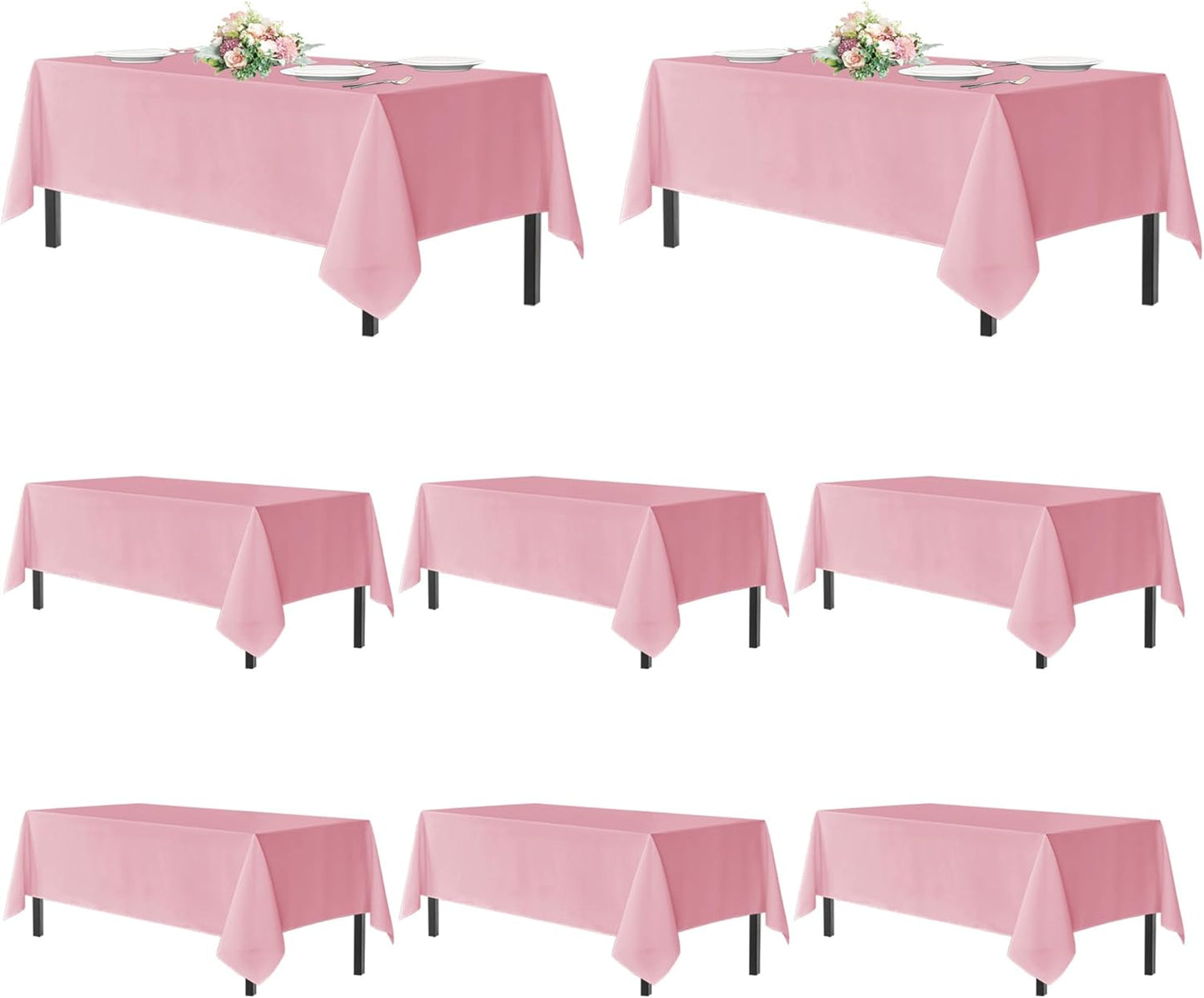 Sancua Pink Tablecloths for 6 Foot Rectangle Tables - 8 Pack