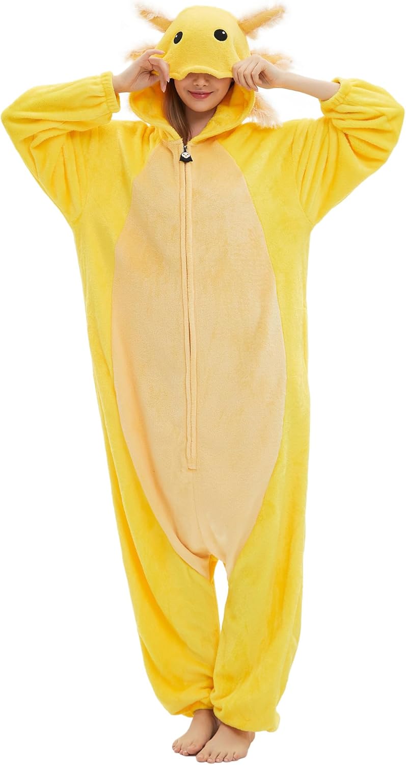 Unisex Axolotl Onesie Pajamas for Cozy Halloween Costumes