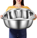 Large Mixing Bowl 16 qt Stainless Steel 2 Pack - Oversized Capacity