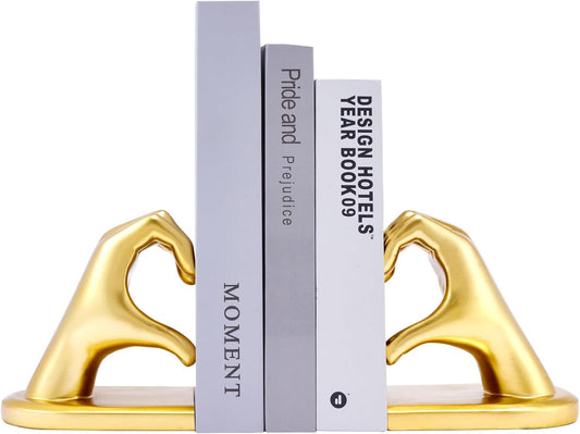Heart Design Book Ends for Mom - Gold Decorative Bookends