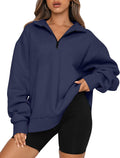 Trendy Queen Womens Oversized Half Zip Pullover - Cozy Fall Sweatshirt