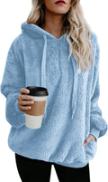 ReachMe Womens Oversized Sherpa Pullover Hoodie - Cozy Fleece Layer