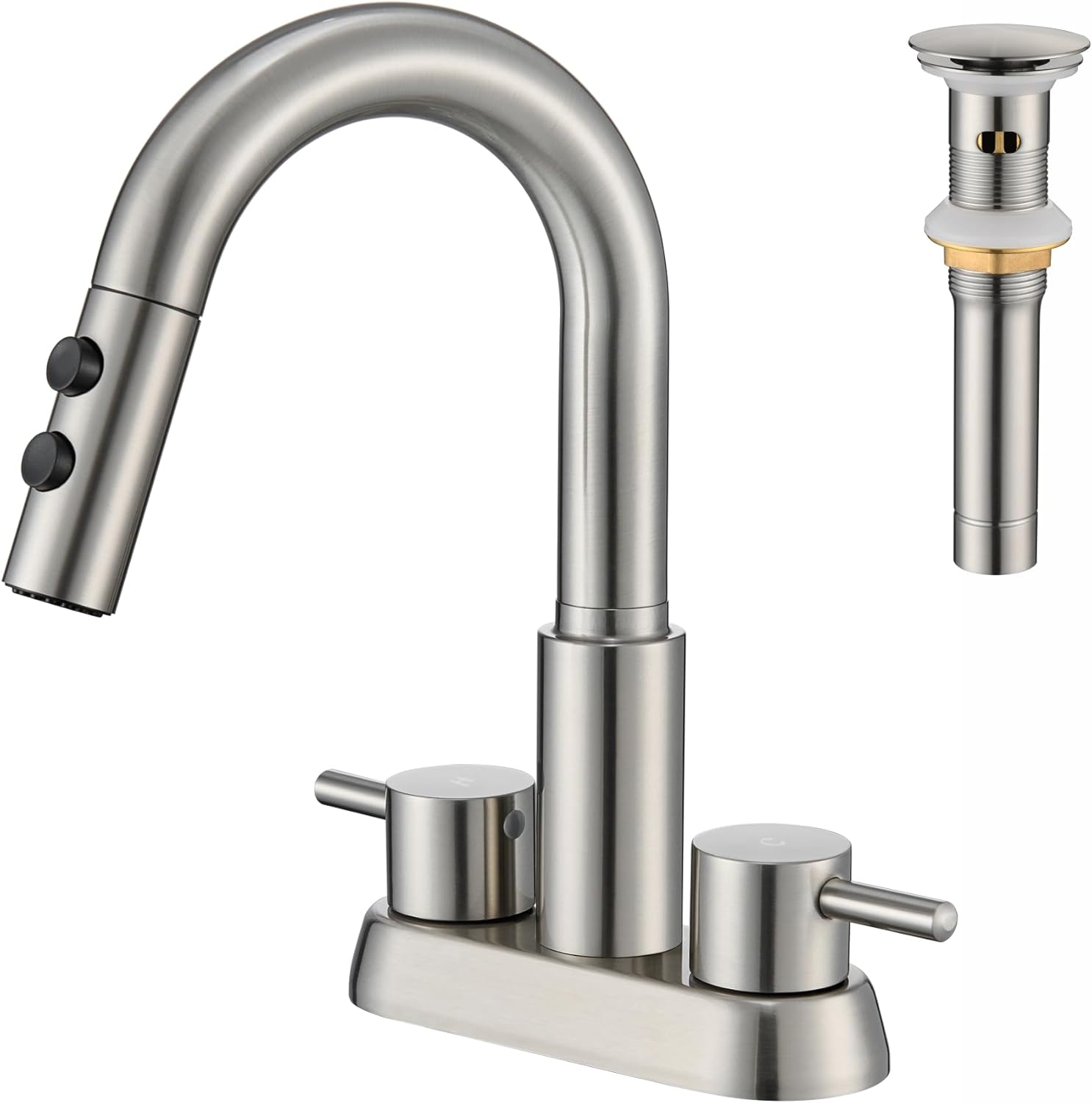 Bathroom Faucet with Pull Down Sprayer for Easy Cleaning