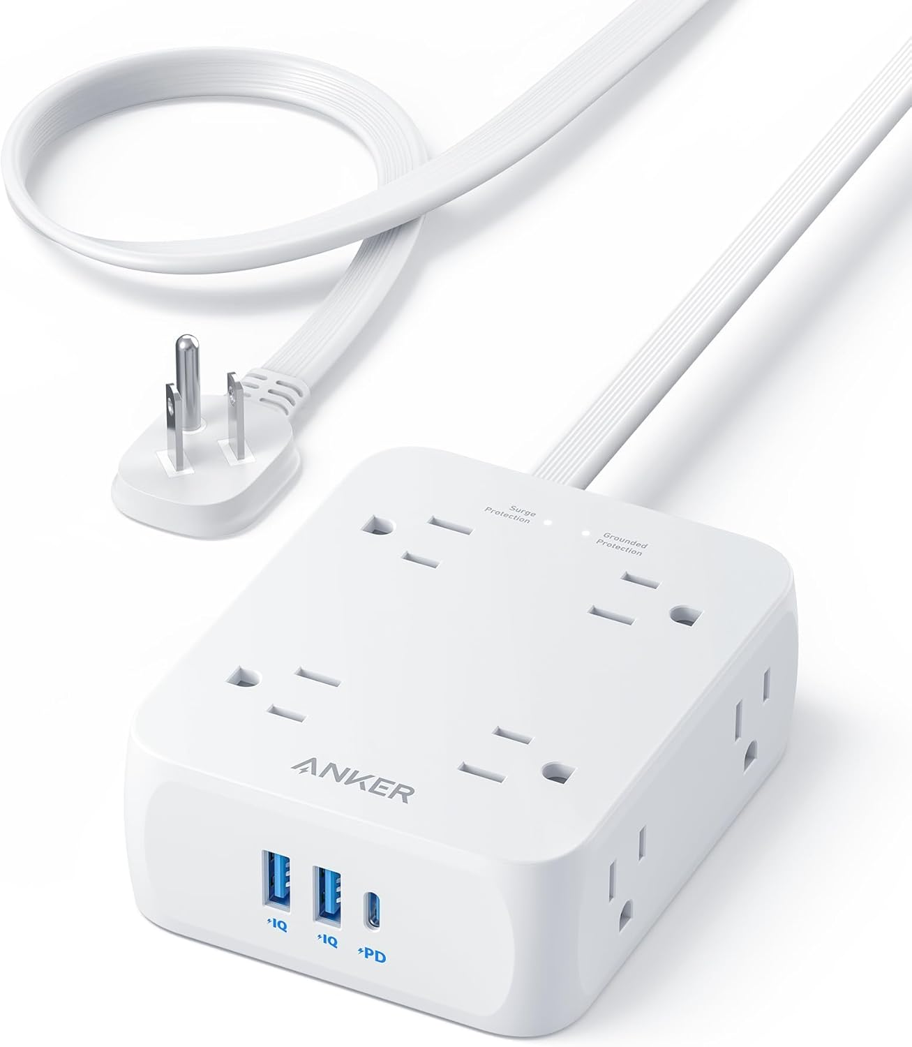 Anker Power Strip: 8 Outlets + USB-C, Surge Protected