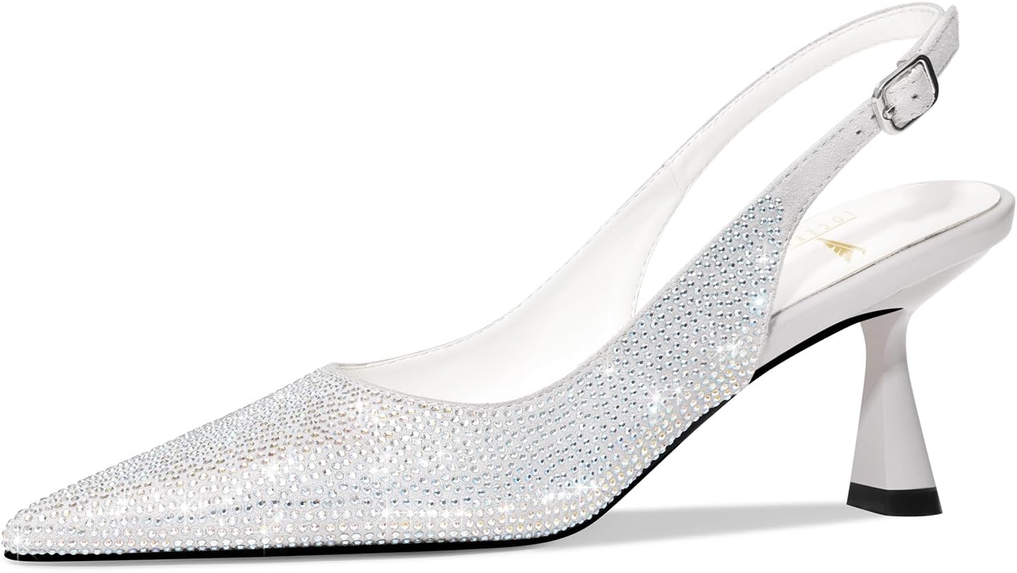 LOCERICH Women's Kitten Heels Slingback Low Heel Dress Shoes