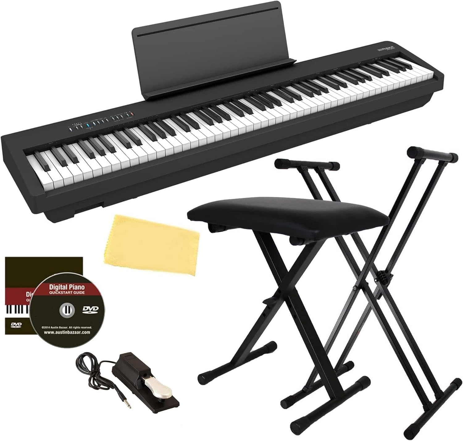 Roland FP-30X Digital Piano with Stand, Bench, and Lessons Bundle