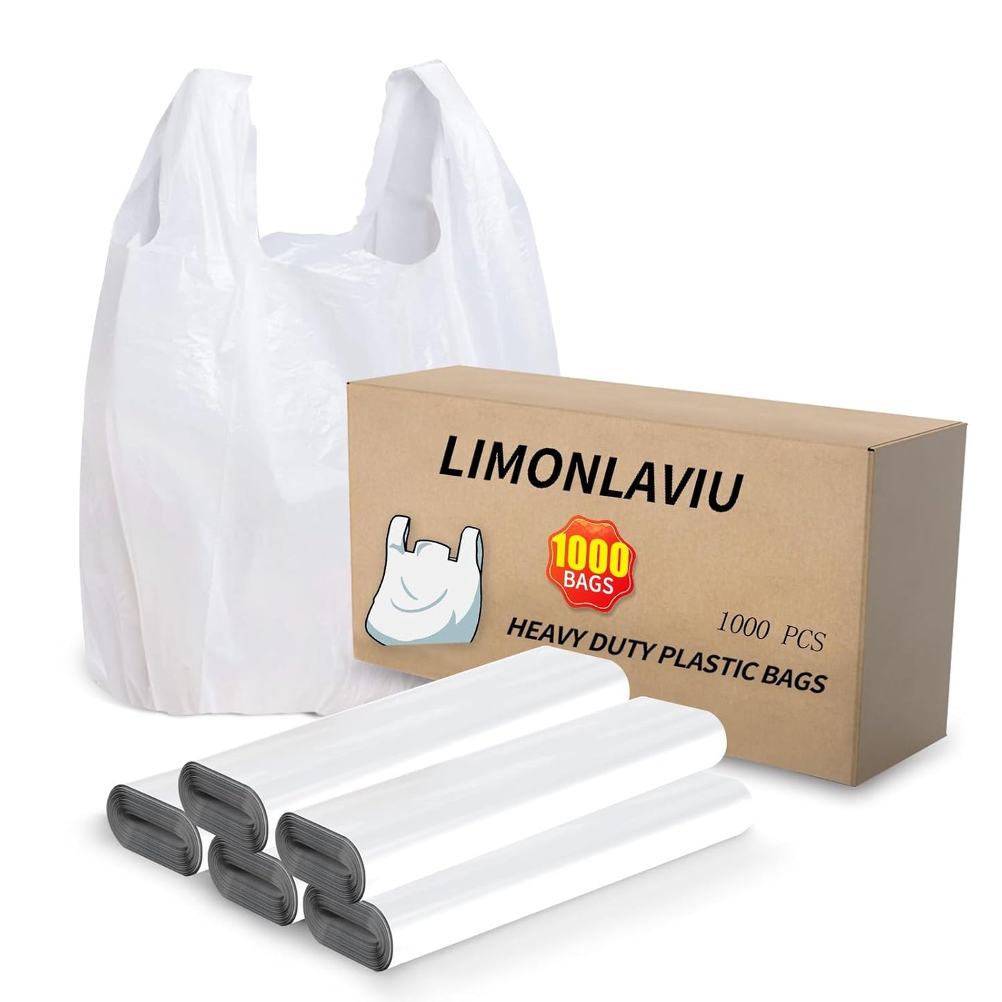 LimonLaviu Plastic Bags 1000 Pack for Grocery and Retail Use