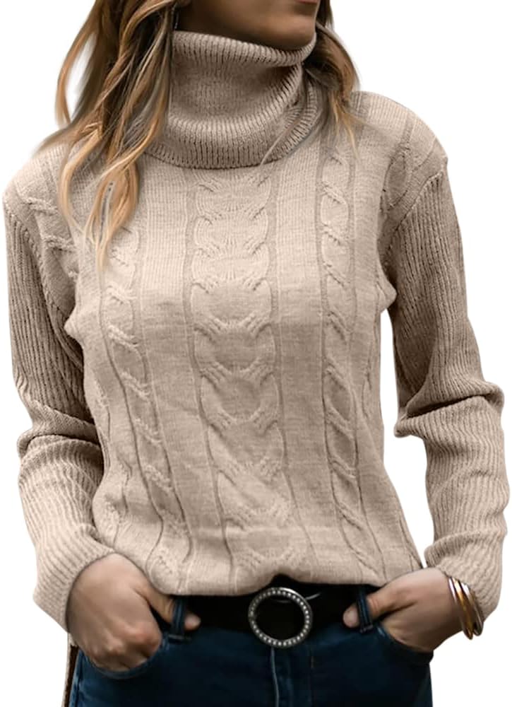 Langwyqu Womens Turtleneck Long Sleeve Cable Knit Sweater Review