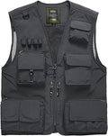 Flygo Men's Casual Outdoor Cargo Vest - Multi-Pocket Travel Vest