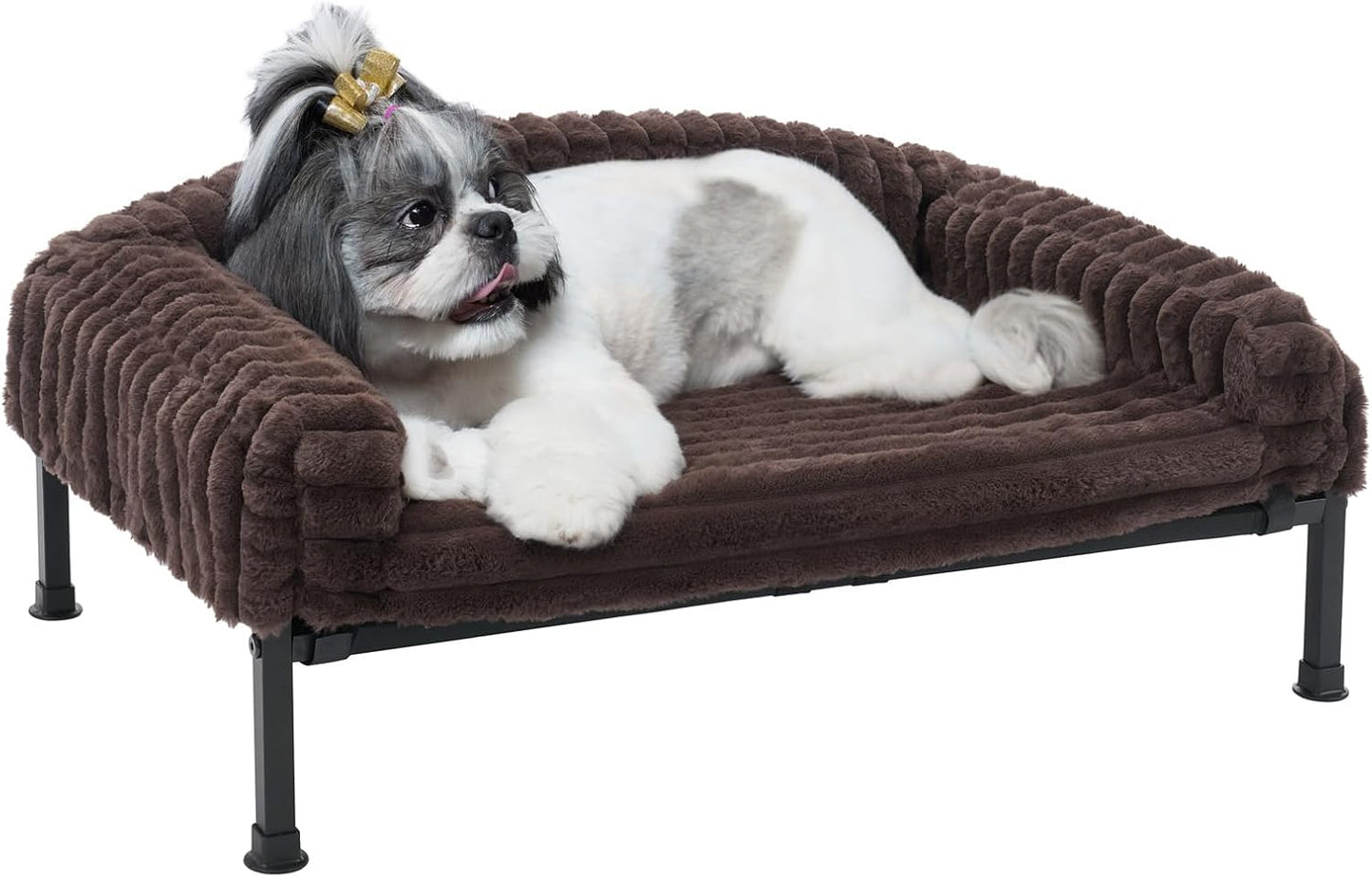 Veehoo Elevated Dog Bed with Bolster Cushion for Small Pets
