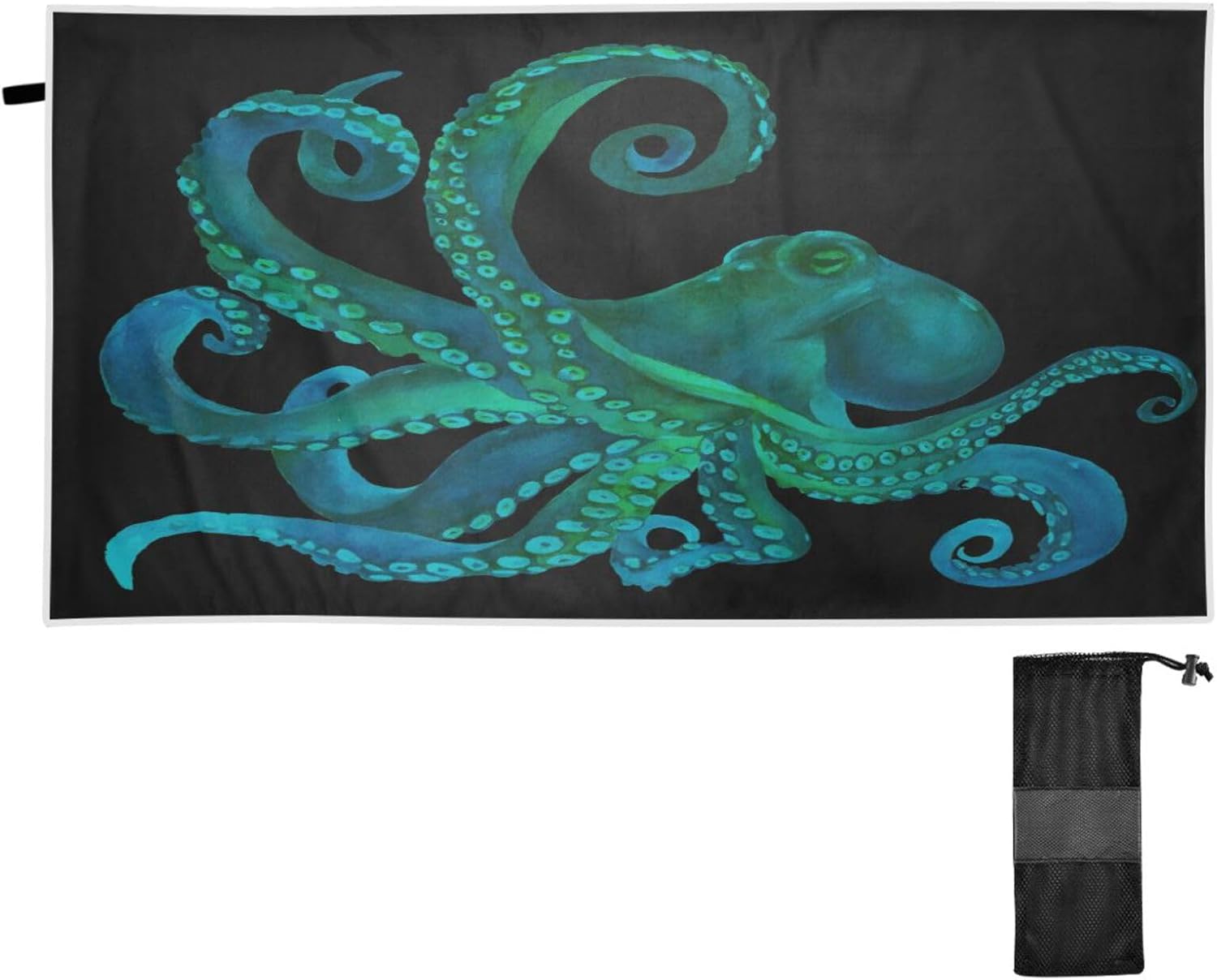 Fast Drying Octopus Beach Towel 31x71 - Versatile Swim Towel