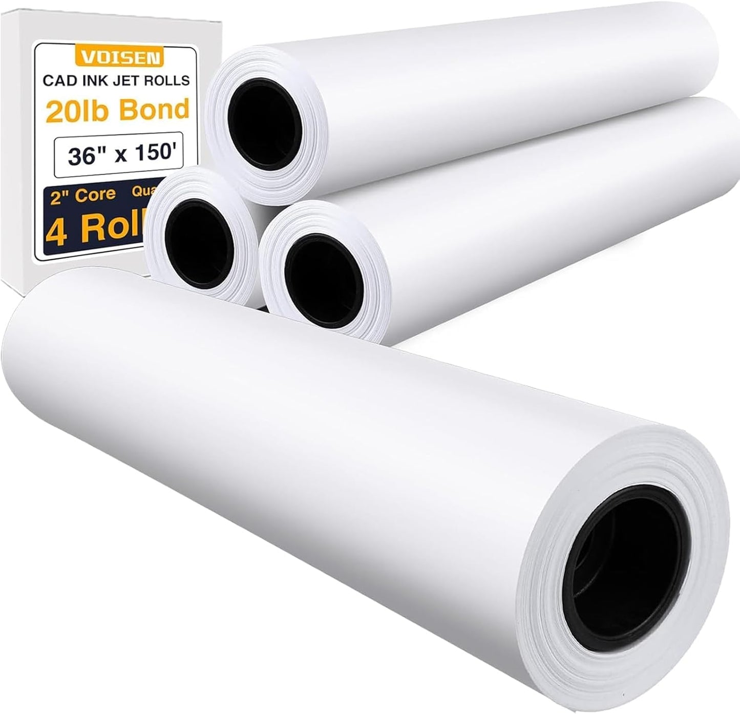VOISEN Wide Format Paper Rolls for CAD Printing - 36 In x 150 Ft