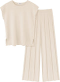 Ekouaer Lounge Sets Two Piece Knit Cap Sleeve Top and Pleated Pants