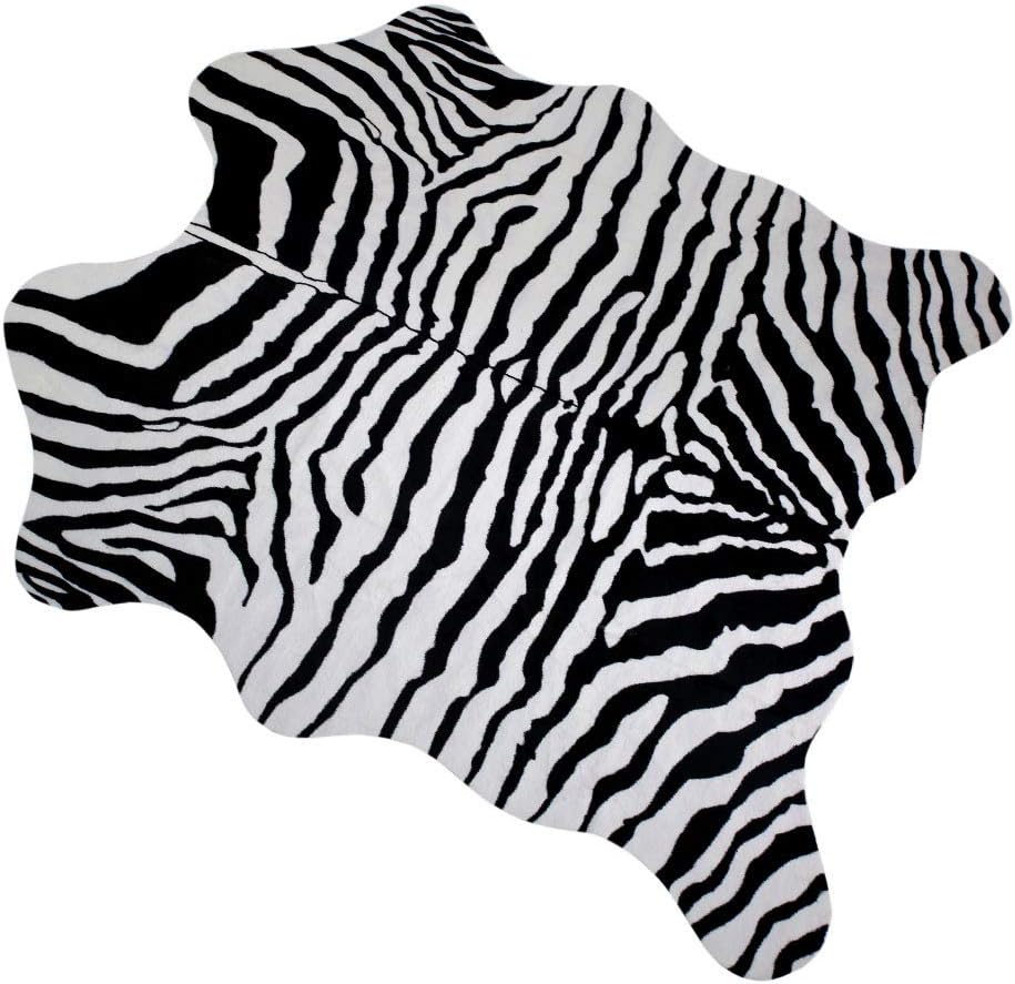 MustMat Faux Zebra Print Area Rug for Jungle Themed Rooms
