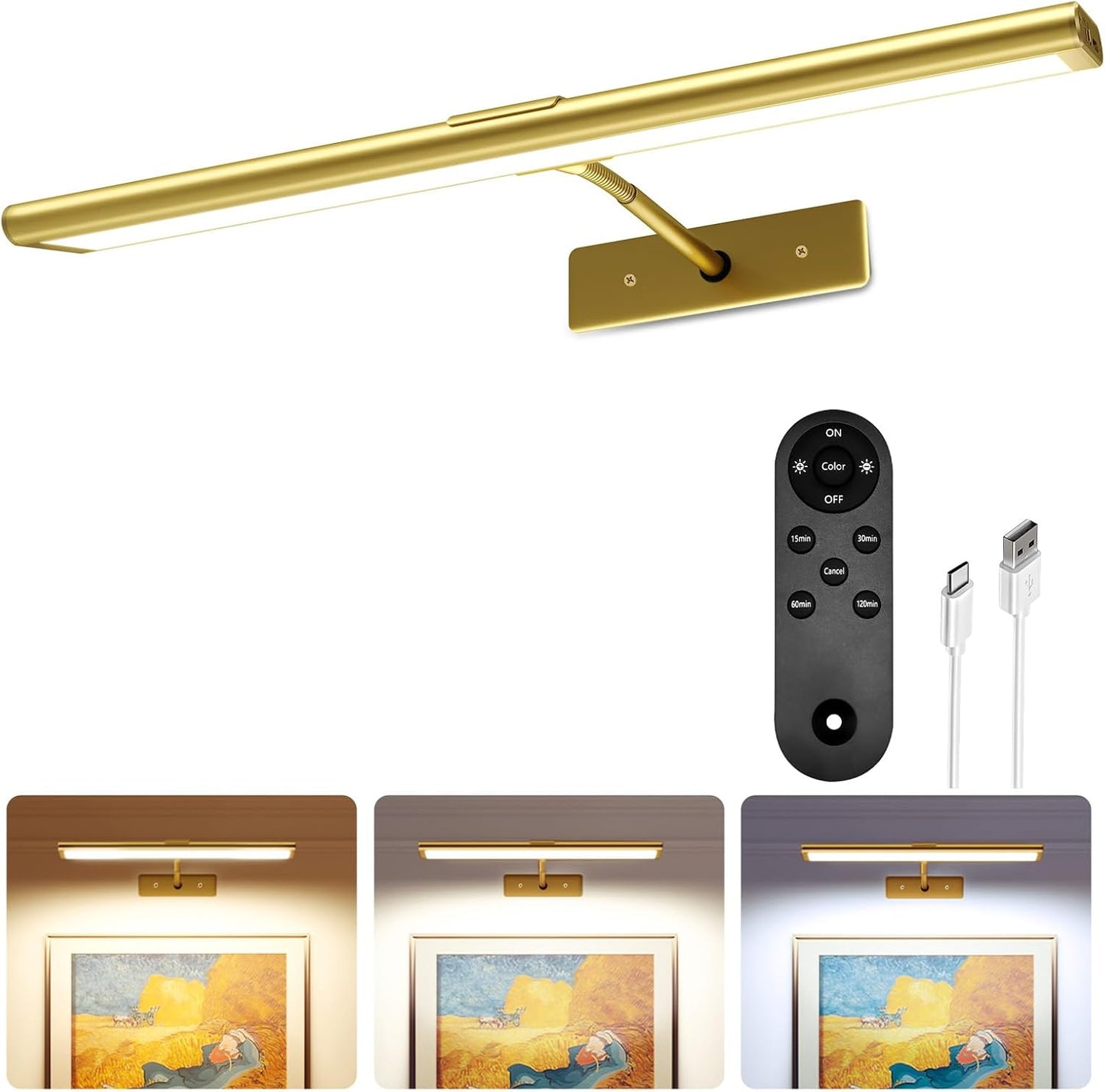 EZVALO 16ft' Dimmable Magnetic LED Picture Light for Art Display