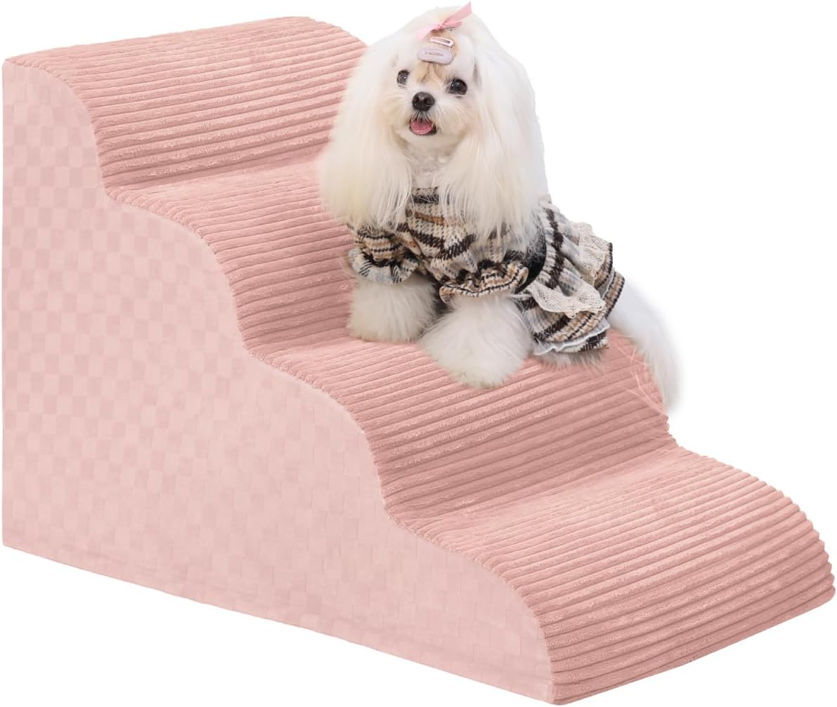 Dog Stairs Curved Ramp for Small Dogs with High Density Foam