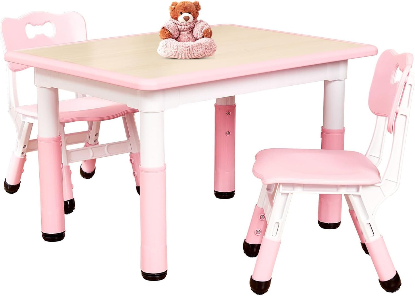 FUNLIO Kids Table and 2 Chairs Set for Ages 3-8, Adjustable