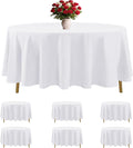 6 Pack White Round Tablecloths 108 in Table Cloth - Stain & Wrinkle