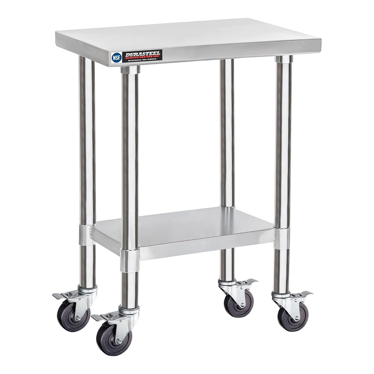 DuraSteel 24x18 NSF Cart - Heavy Duty Rolling Food Prep Table