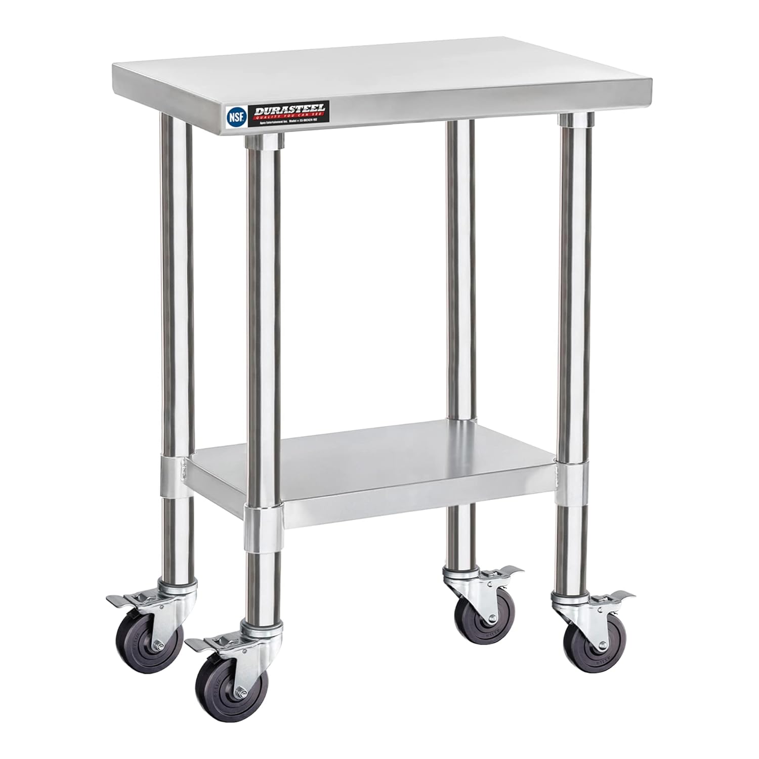 DuraSteel 24x18 NSF Cart - Heavy Duty Rolling Food Prep Table