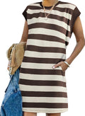 Trendy AlvaQ Women's Striped Summer Dress Featuring Side Pockets