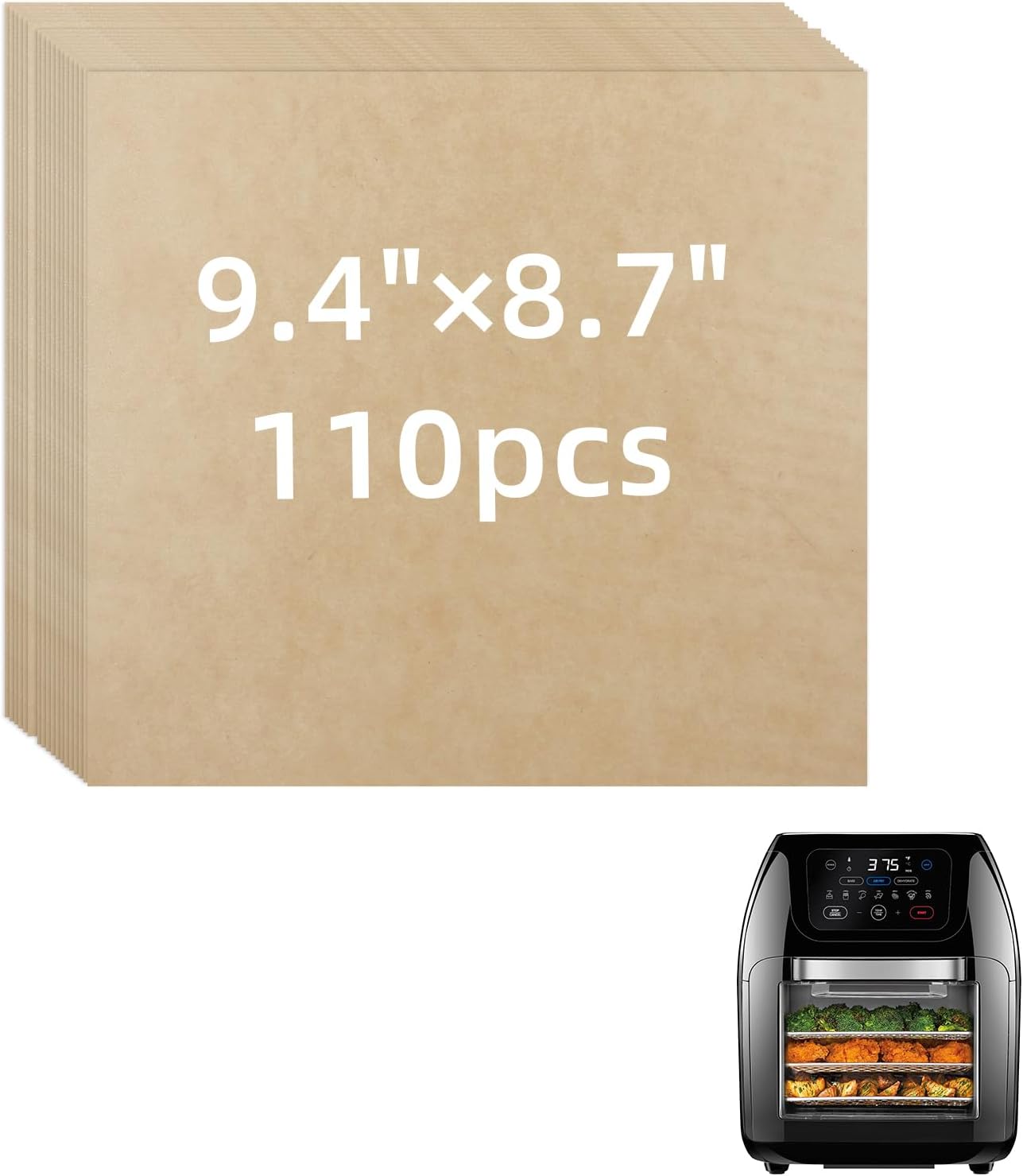110PCS Unbleached Parchment Liners for CHEFMAN Air Fryer, Baking Accessories, 9.4x8.7 ~Jayobgo