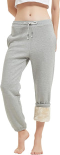 Sherpa Lined Sweatpants for Women - Winter Fleece Jogger Pants