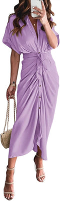 Fashionable Satin Button Front Maxi Dress for Women's Style