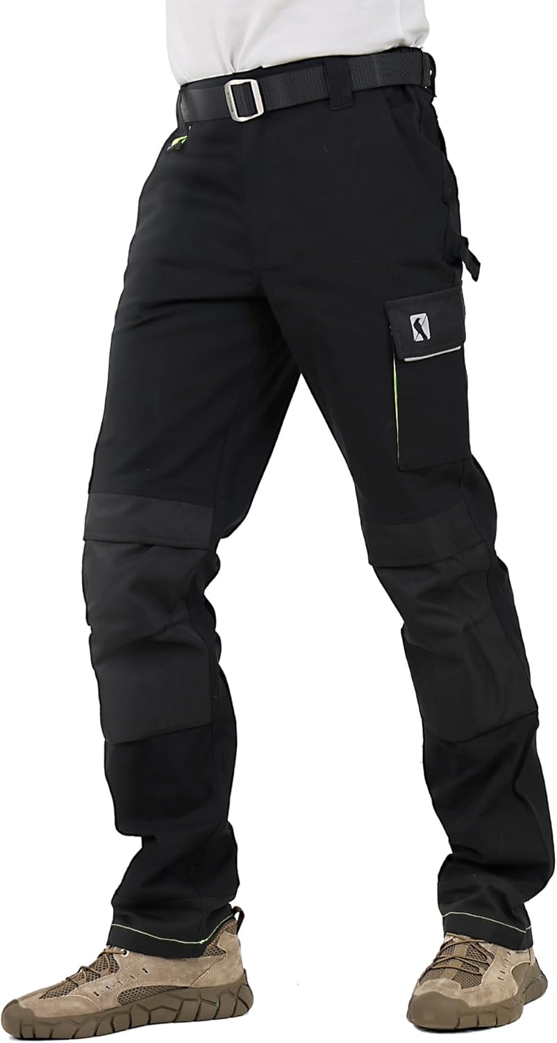 Ellobird Men's Cargo Construction Flex Work Pant with Double Knee
