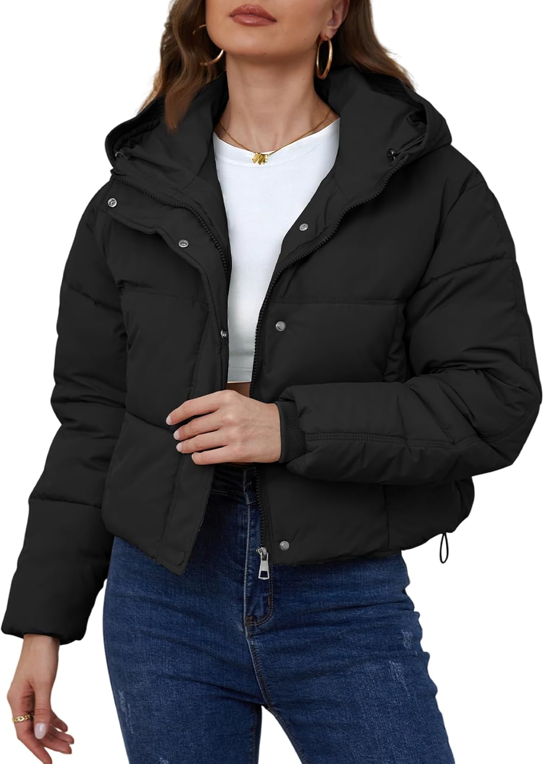 Yimoon Womens Winter Cropped Puffer Jacket for Cozy Warmth