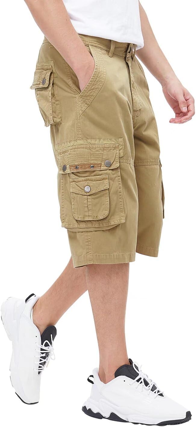 BEST SOUTH Men's Capri Long Twill Cargo Shorts for Comfort