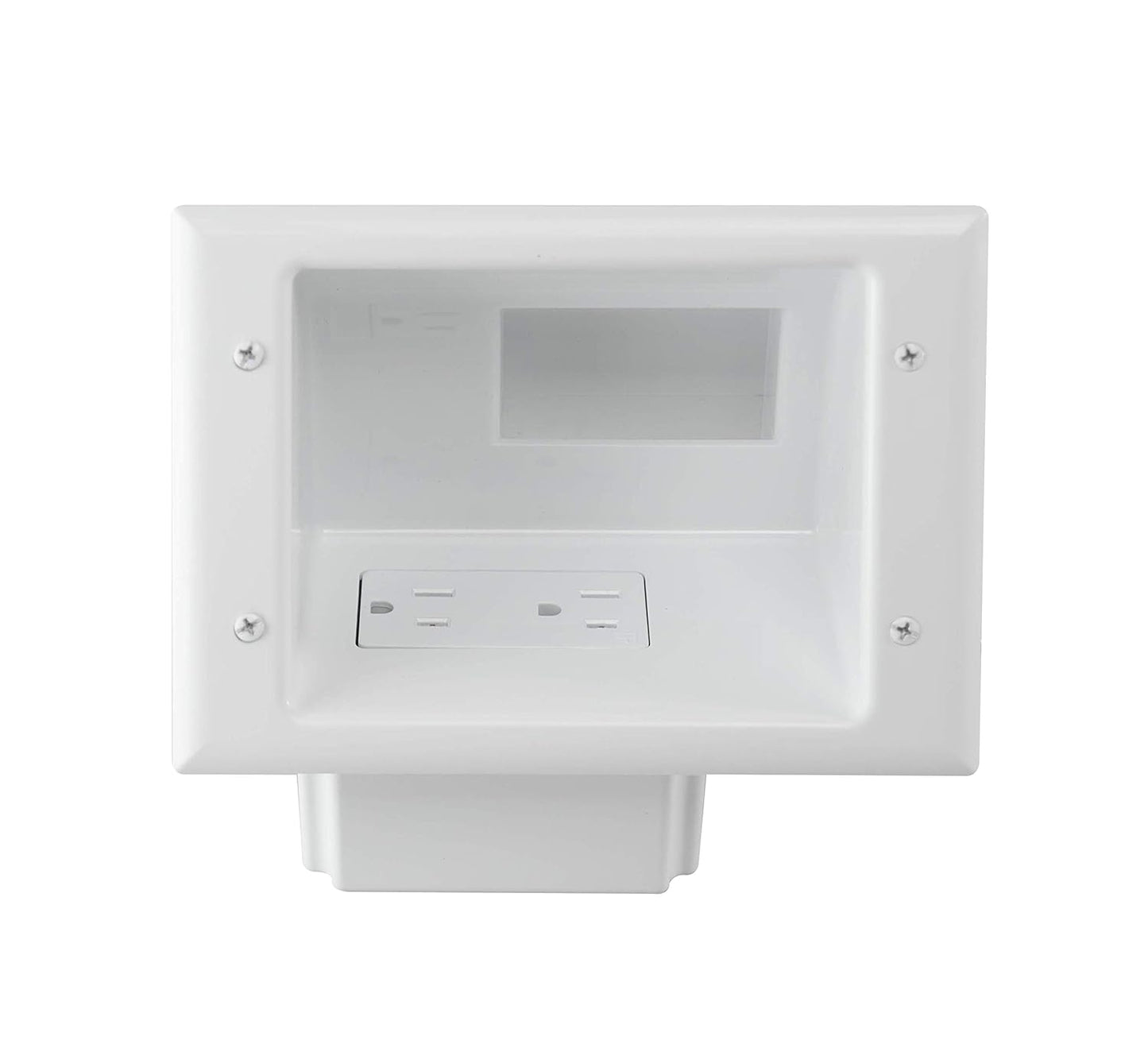 Easy Install Recessed Cable Plate w/ Outlet - Home Theater Power Management