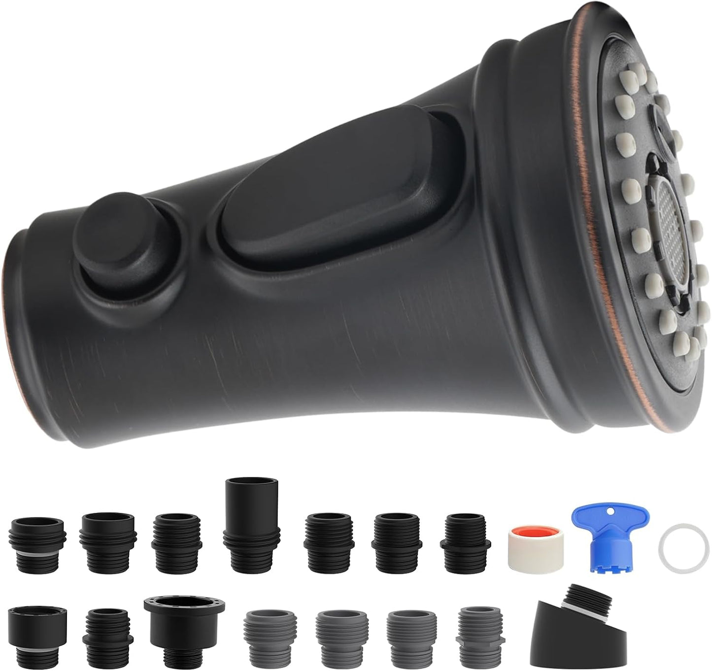 Universal Pull Down Kitchen Faucet Spray Head with 15 Adapters
