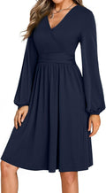 Dokotoo Womens Fall Wrap V-Neck Long Sleeve Mini Dress