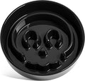 Slow Feeder Dog Bowl Ceramic Medium Large - Skull Black